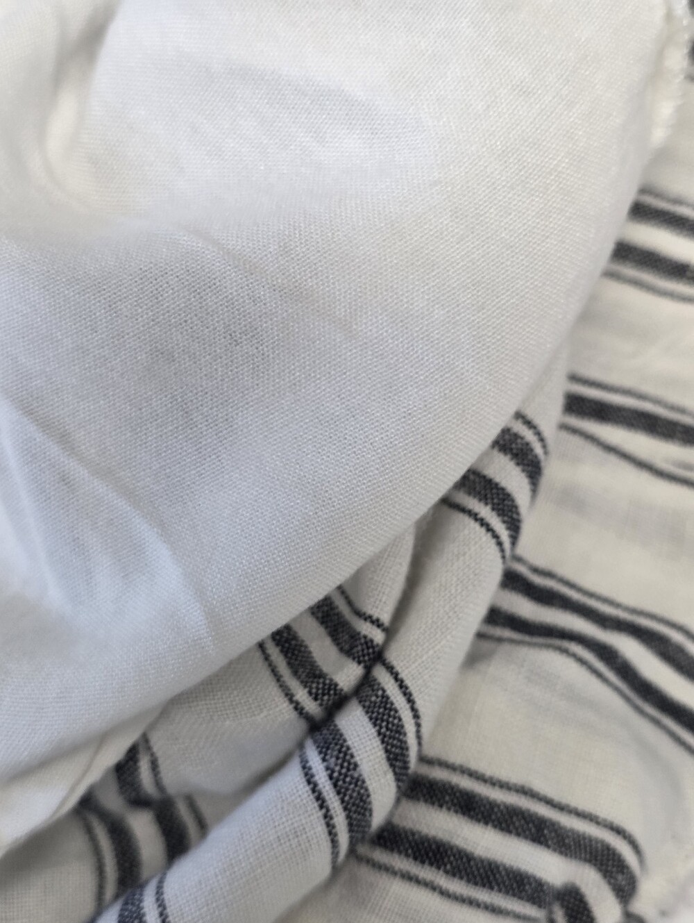 Anthropologie Linen Blend Striped Midi Dress Size 2 Cottagecore Prairie Blk Whit - Picture 8 of 11